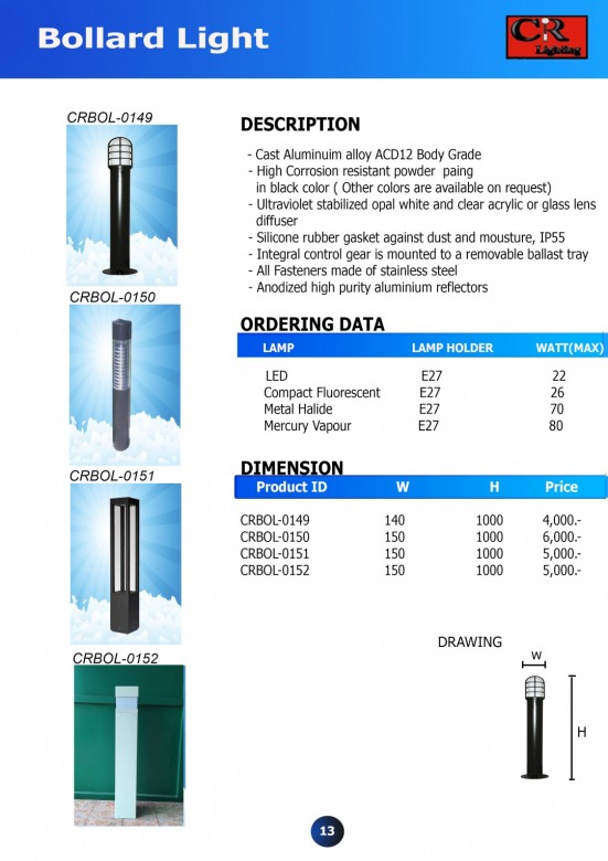 โคมไฟทางเดิน Bollard