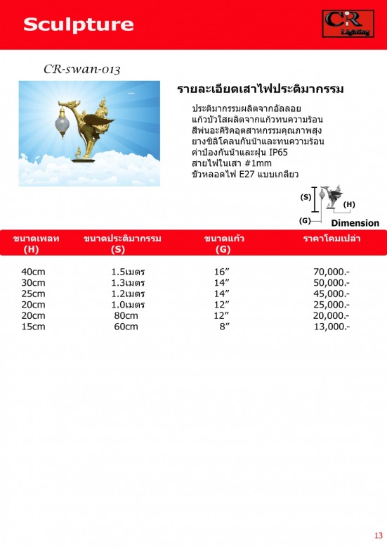 โคมไฟประติมาหกรรมหงส์